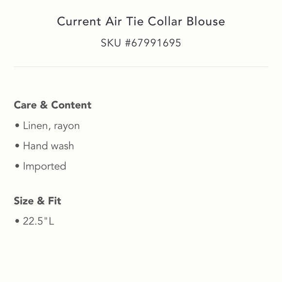 ✨ Anthropologie Tie Collar Blouse Sz M/L - Picture 5 of 6